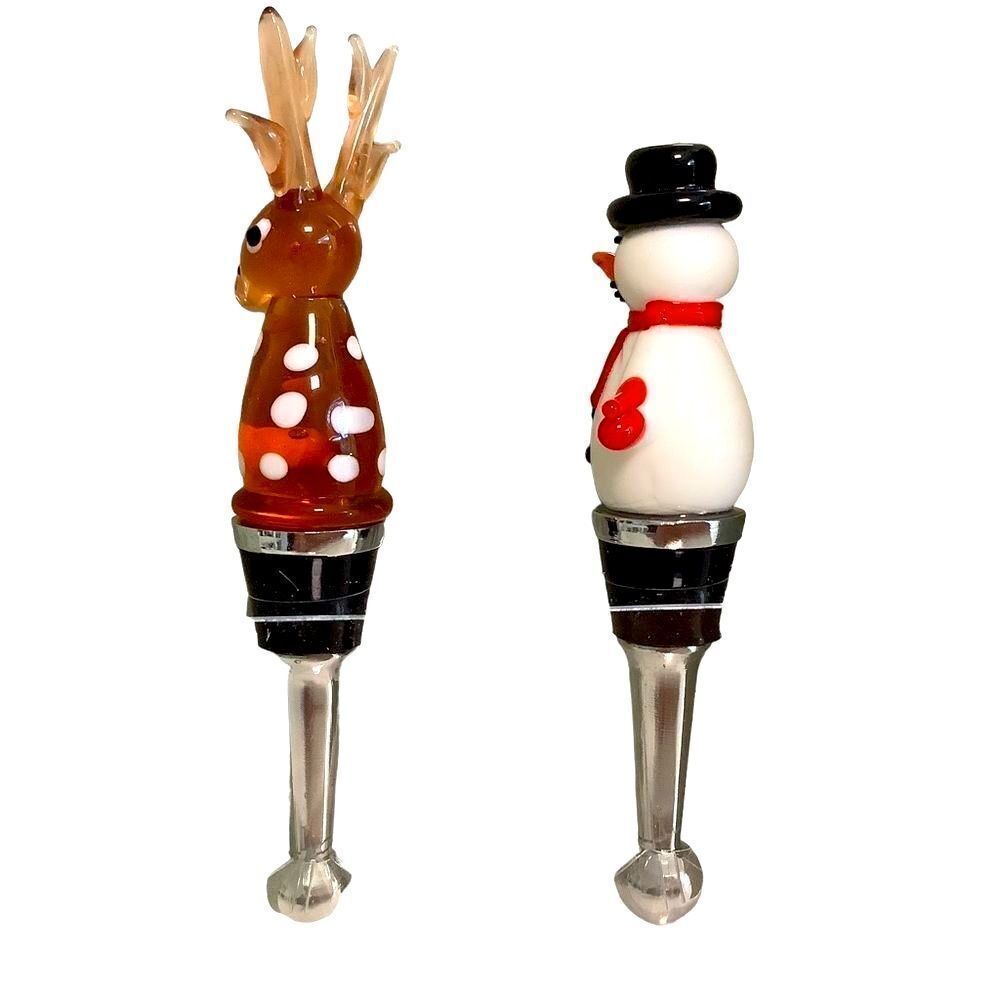 Christmas Wine Bottle Stoppers Glass Holiday - Picture 5 of 5